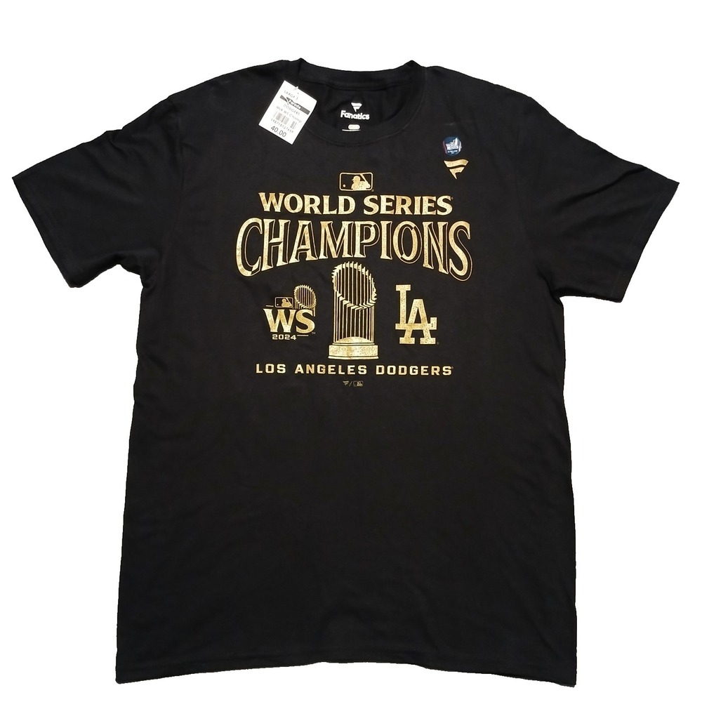 New LA Dodgers Fanatics 2024 World‎ Series Champions T-Shirt - Black Size L